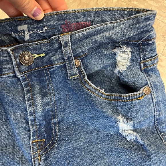 7 For All Mankind Kids Dark Wash "Slimmy" Jeans Size 8 - Picture 3 of 7